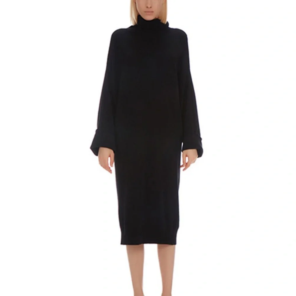 Maison De Papillon Yoko Cuffed Cashmere Sweater Dress Black Size L - Picture 3 of 8